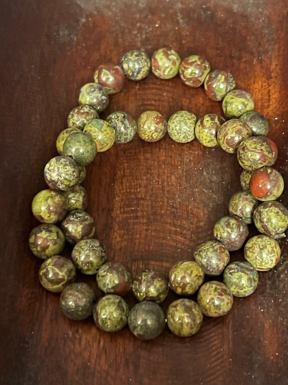 Dragon Blood Jasper authentic gemstone beaded elastic bracelet